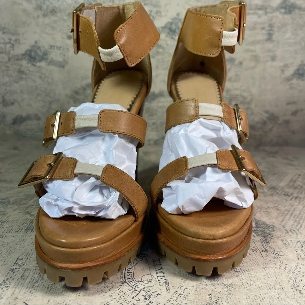 JJ Heitor Leather Platform Pumps Made in Portugal Block Heel Shoes